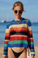 Rainbow Long Sleeve Sheer Summer Cover-Up