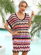 Striped Cover-Up Dress with Scallop Hem
