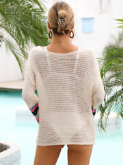 Rainbow Stripe Boat Neck Summer Cover-Up