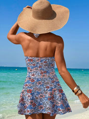 Halter neck one-piece with print