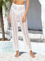 cutout drawstring swim pants white front view