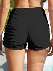 FAM-FAM ruched mid-rise swim shorts black back view