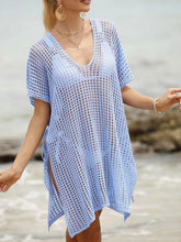 Light blue side tied V-neck swim cover front