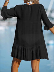 Black oversized beach cover up with buttons