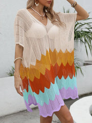 Lightweight tan swimsuit layer with openwork