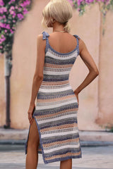 Lightweight Striped Cover-Up with Side Split - Back View