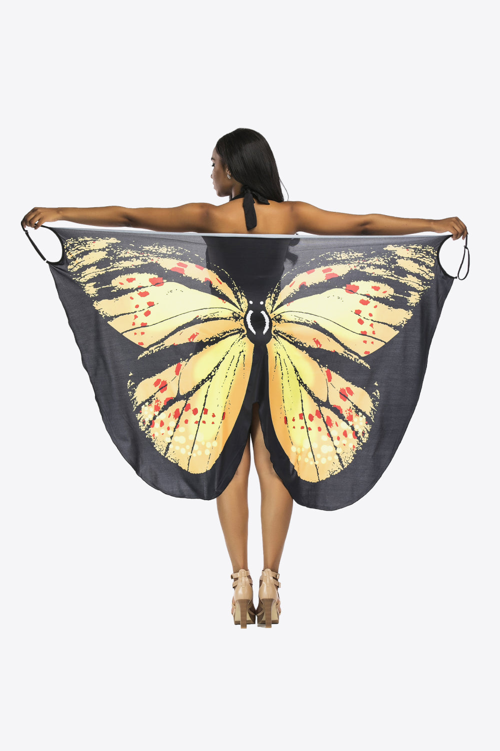 Lightweight spaghetti strap beach cover-up with butterfly design