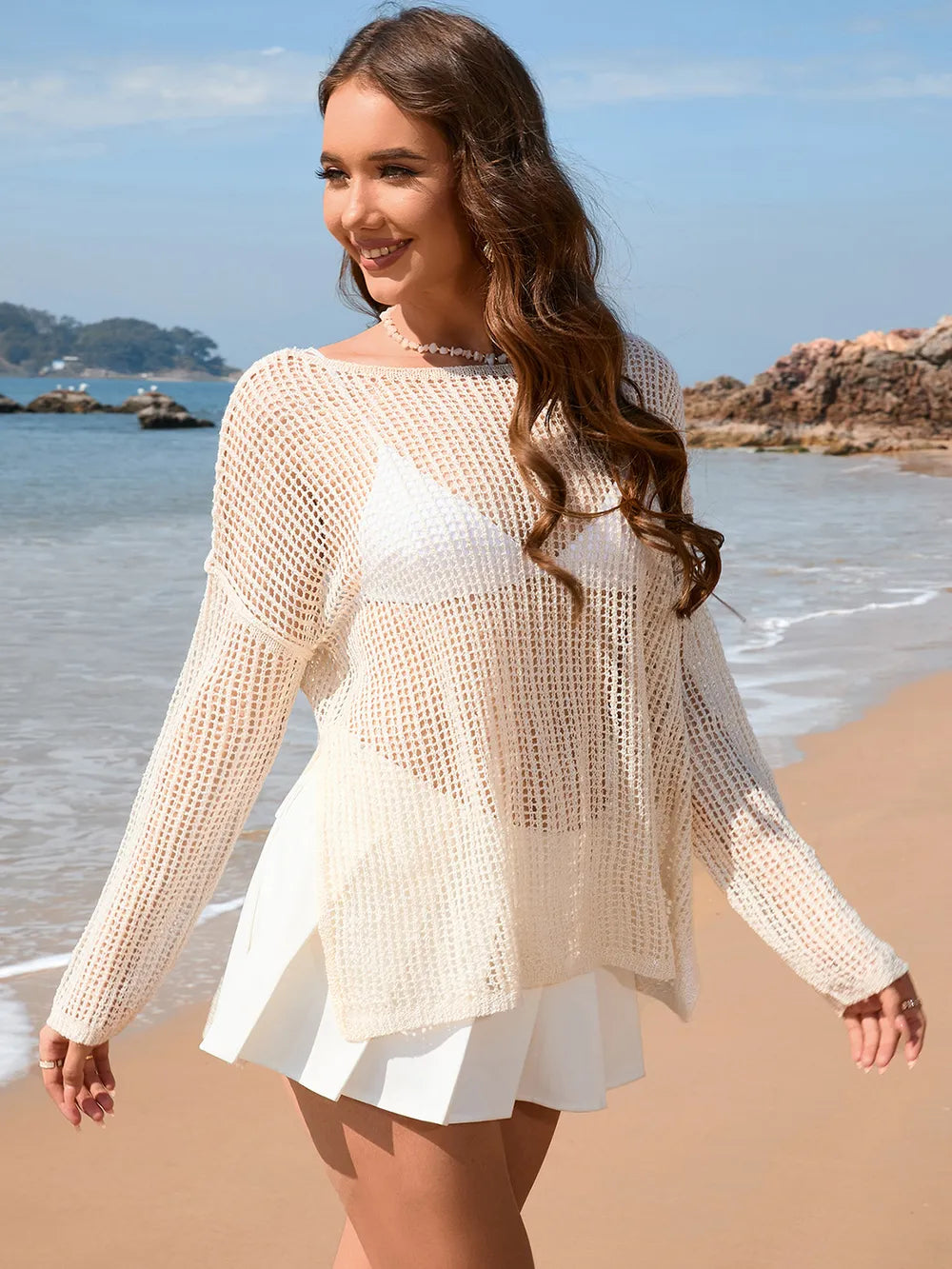 openwork-slit-boat-neck-long-sleeve-cover-up-in-cream-front-view-2