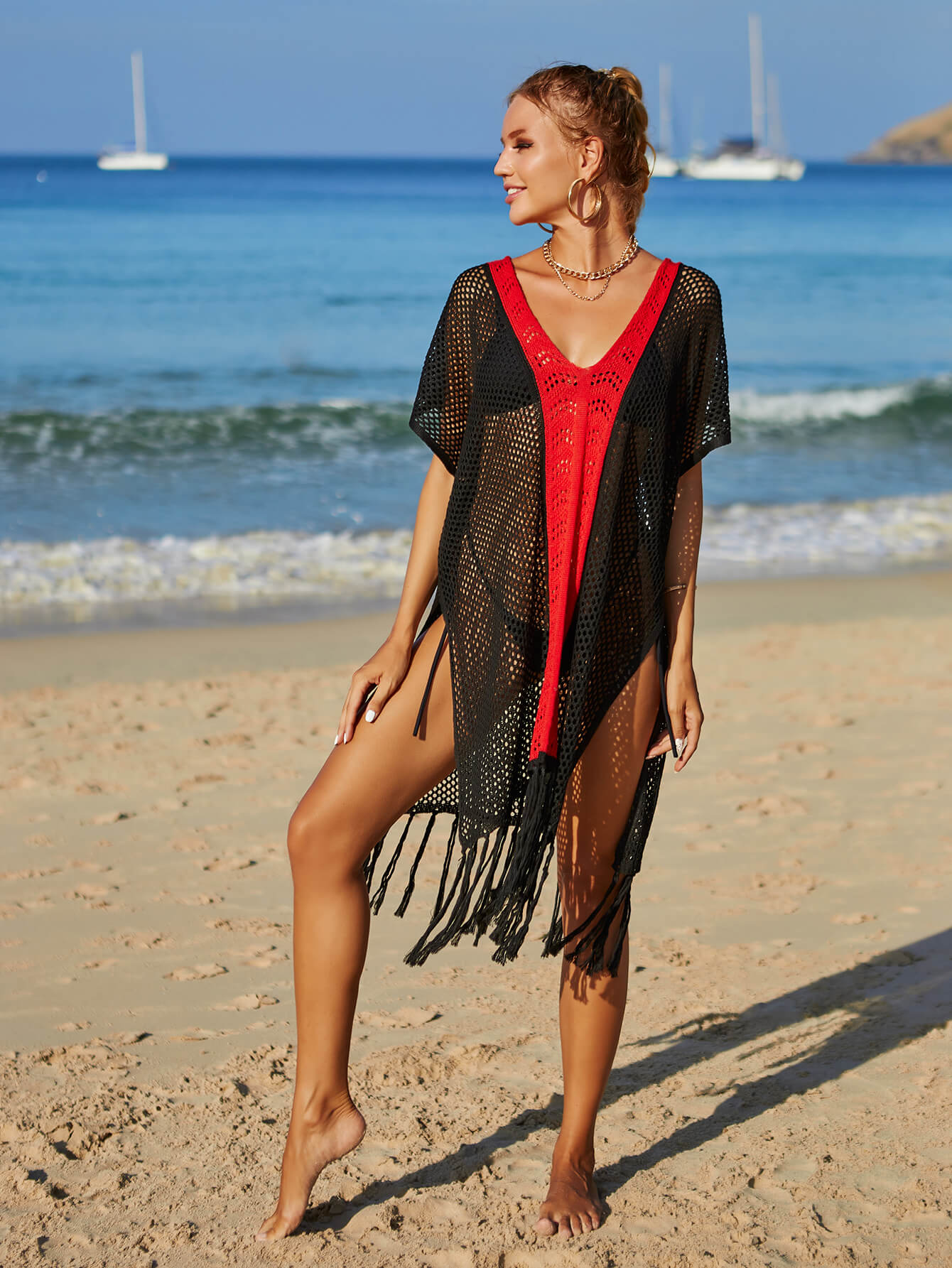Relaxed fit openwork cover-up dress