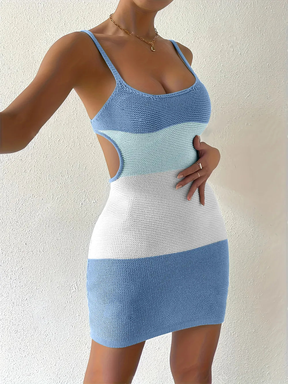 Light blue scoop neck cover-up dress