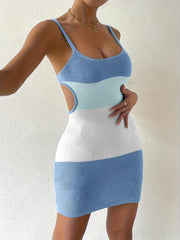 Light blue scoop neck cover-up dress