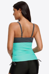 Back view of Contrast Sweetheart Neck Swim Cami in aqua
