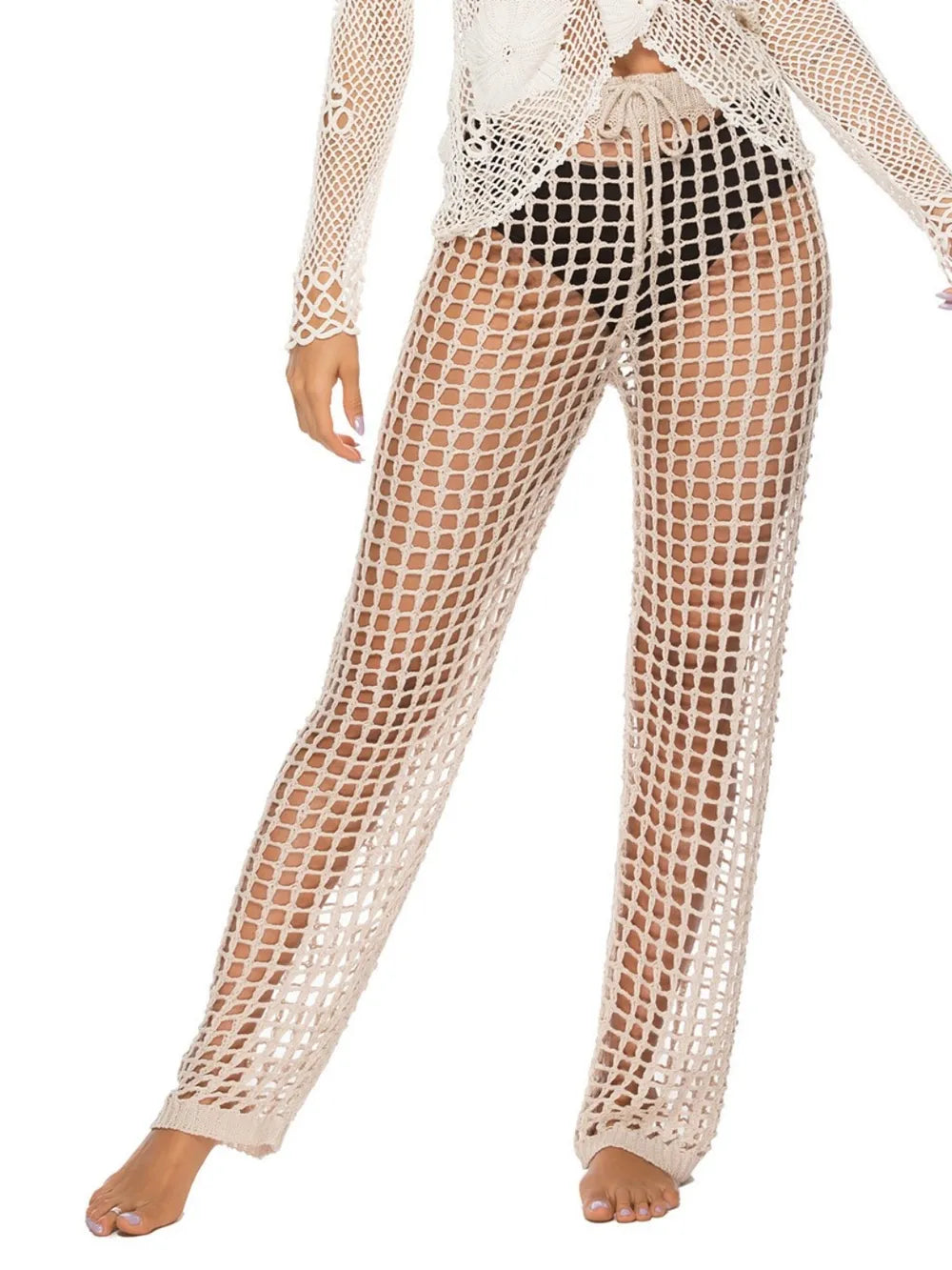 Cutout swim pants khaki front view