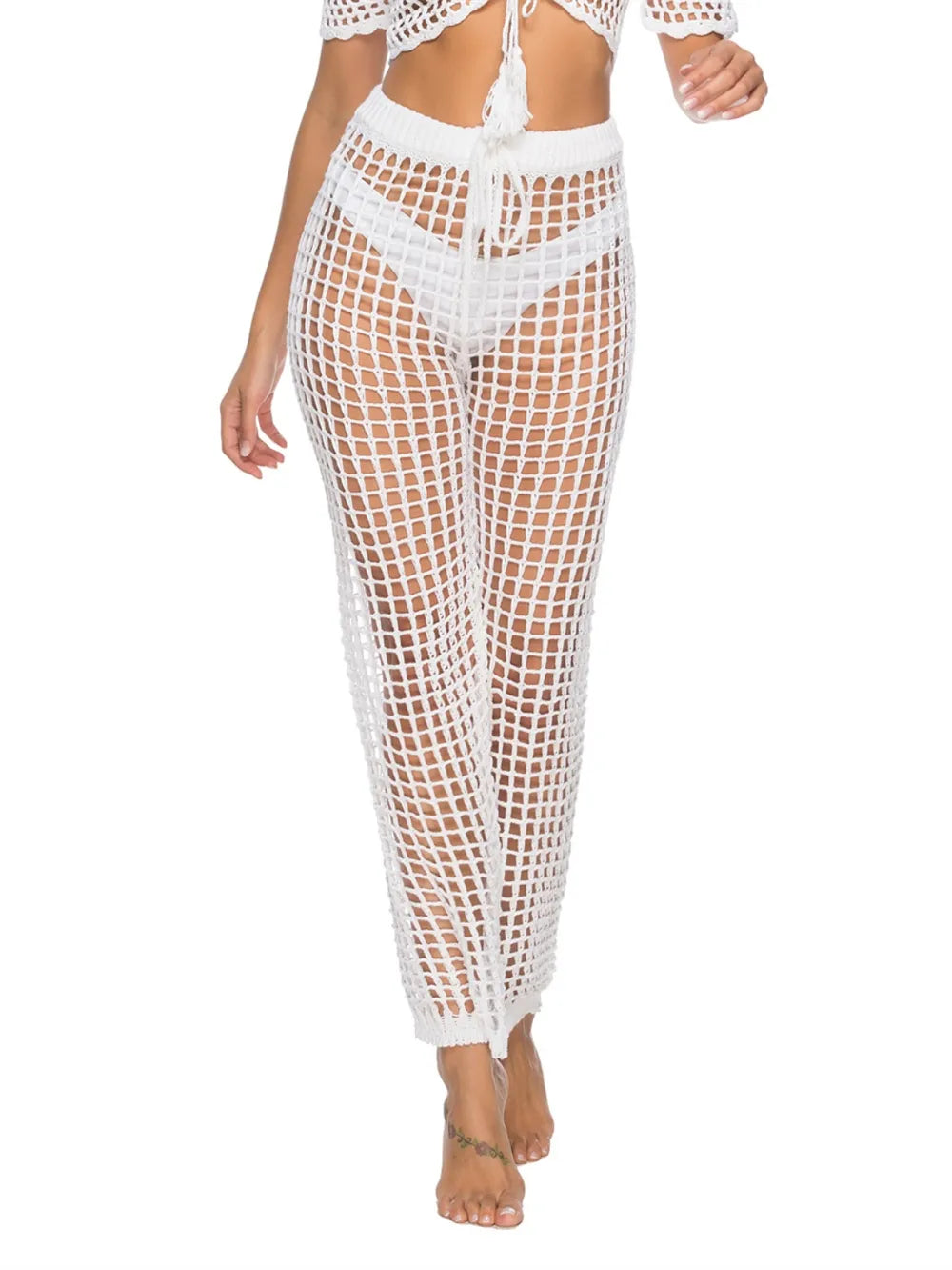 Cutout swim pants white front view