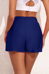 Back view of Drawstring Waist Swim Shorts in navy