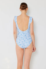 Marina West Swim blue wrap-style swimsuit