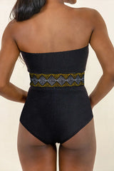 geometric tube sleeveless one-piece black back view