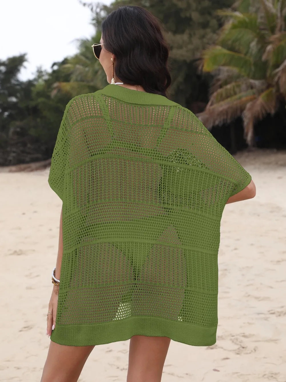 Moss openwork beach cover-up front
