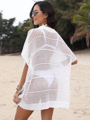White beach cover-up with collar front