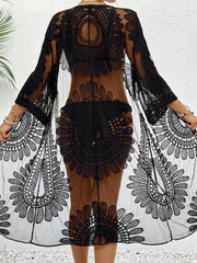  Back view black lace cover-up full length