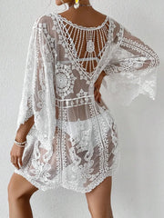 Lightweight white lace cover-up for swimsuits