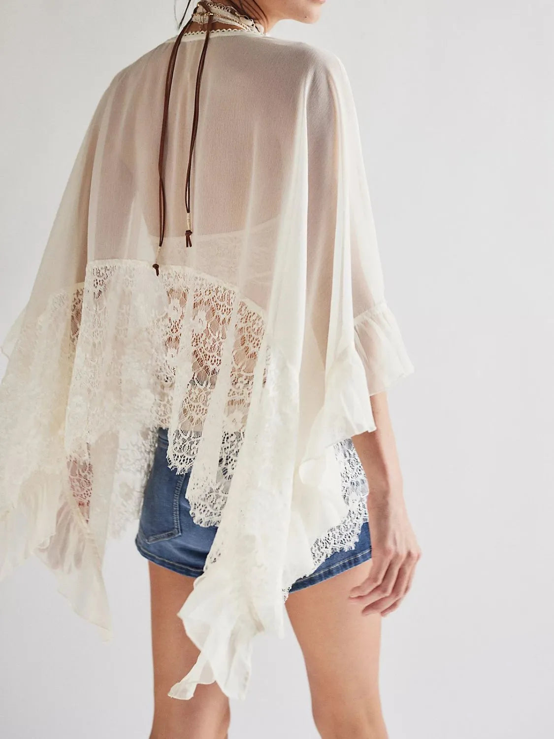 White long sleeve lace cover-up front