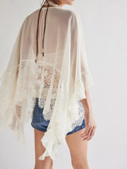 White long sleeve lace cover-up front