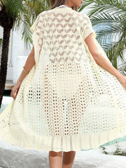  Back view pastel yellow openwork swim cover