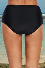 Plus size lace detail low waist swim brief black back view