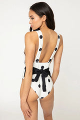 Front view tied plunge swimsuit