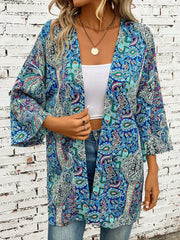 Teal printed cover-up front view