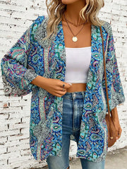 Lightweight teal printed cover-up front angle