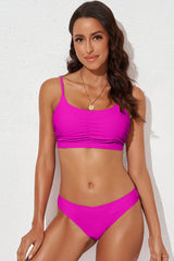 Front view of Scoop Neck Sleeveless Swim Set in rose