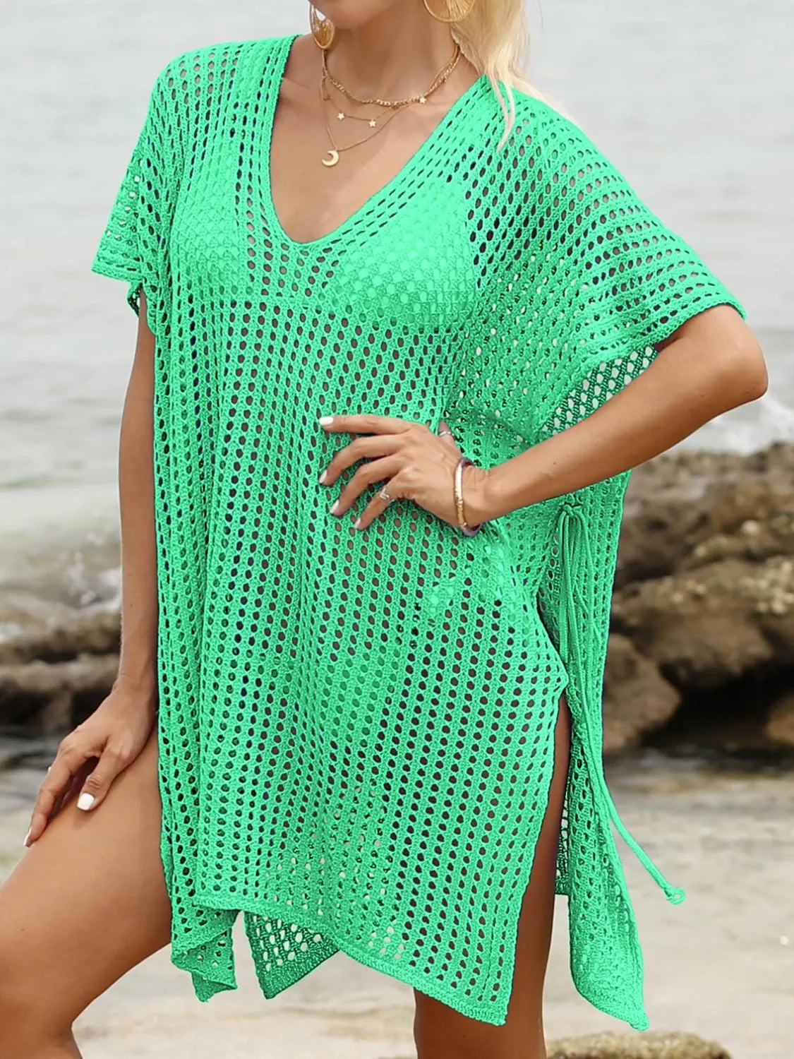 Front view neon green beach cover