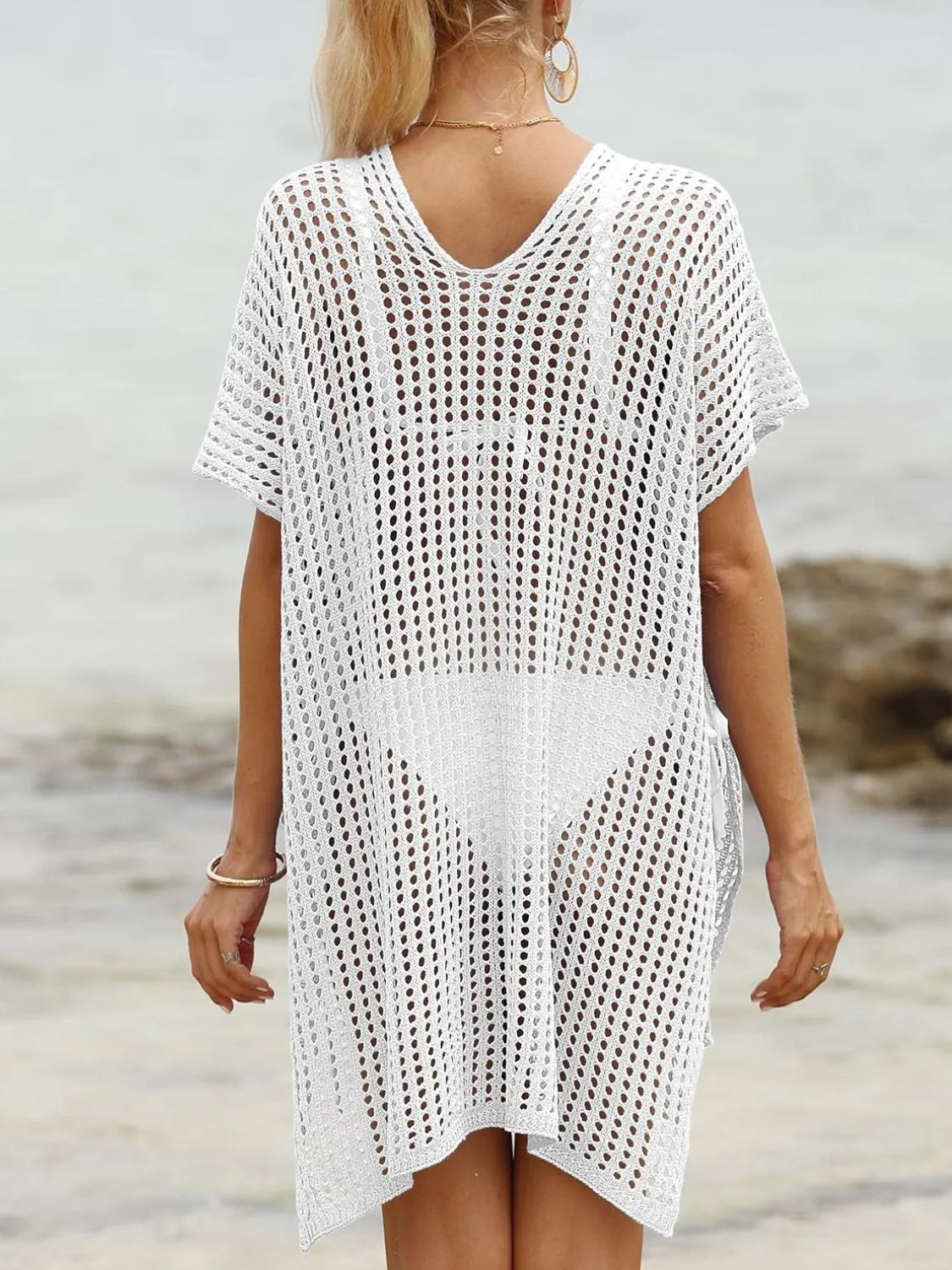 White cover-up front cutout side tied