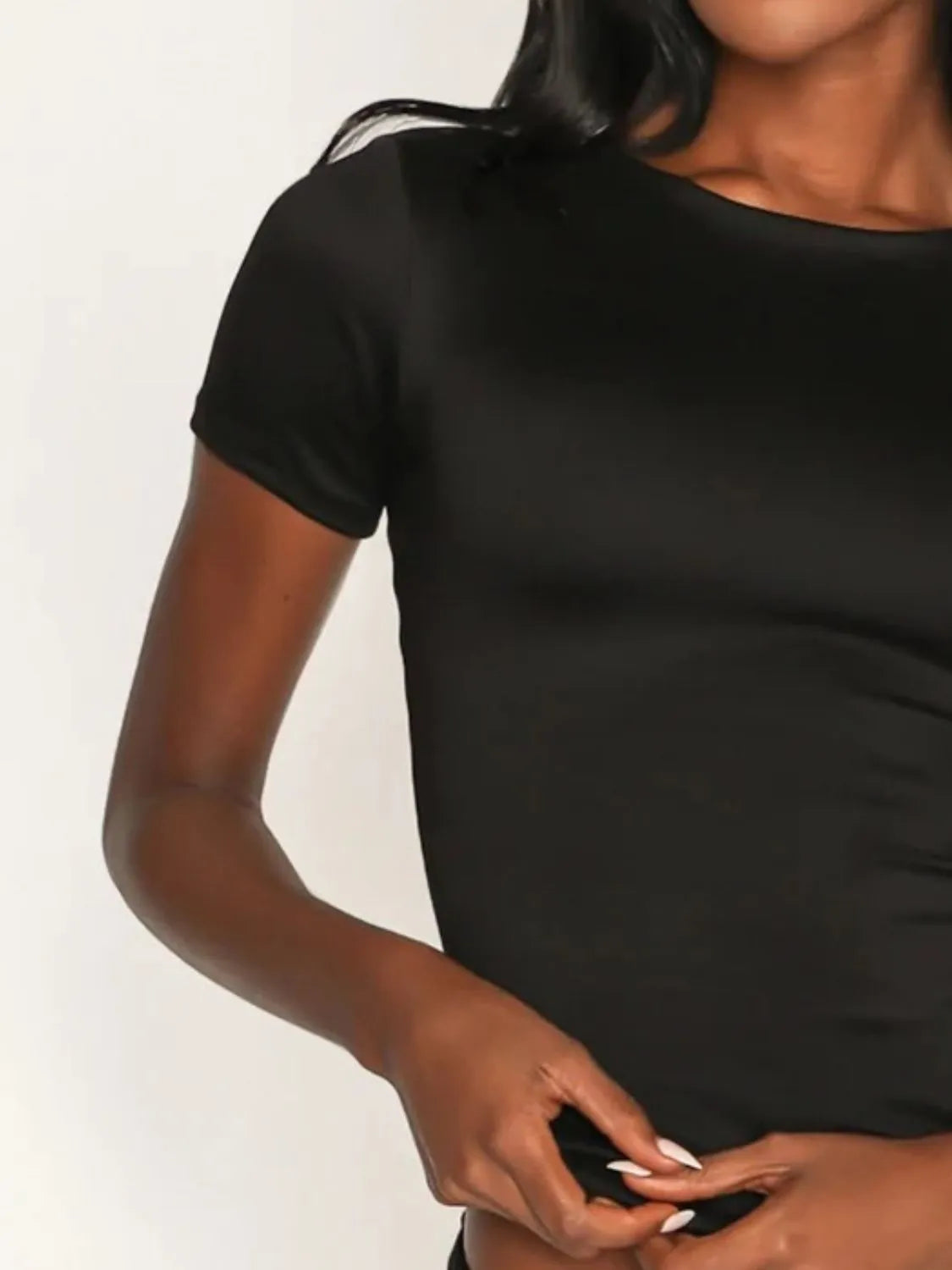 Simple black swim top with sleeves