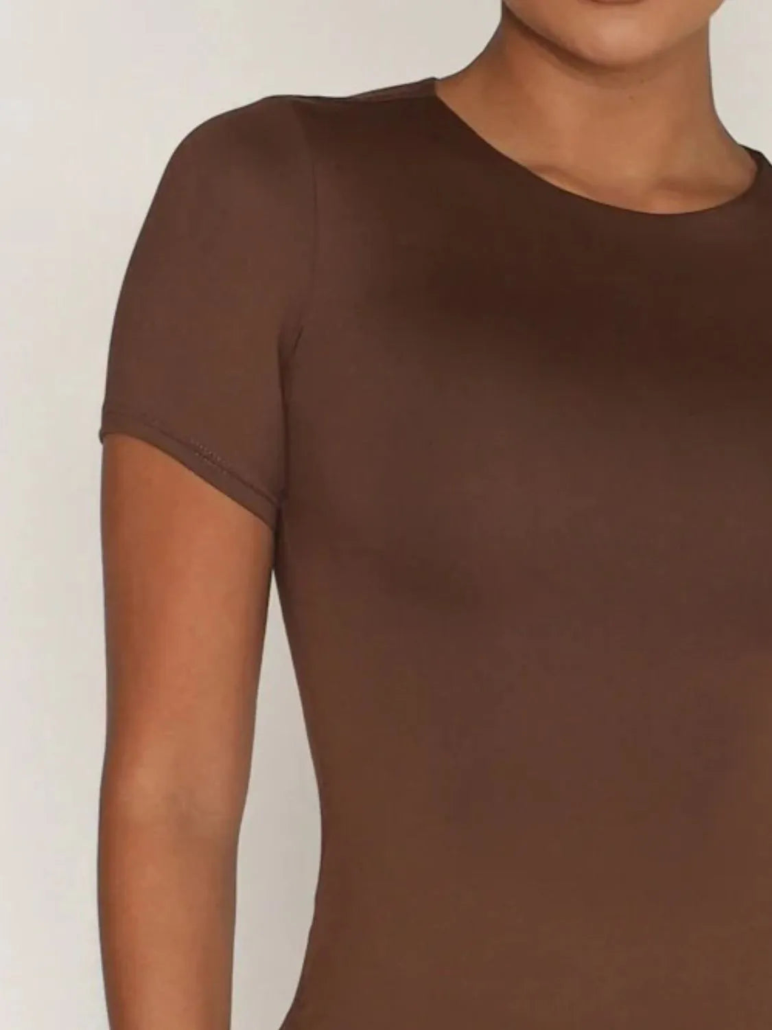 Round neck brown swim tee