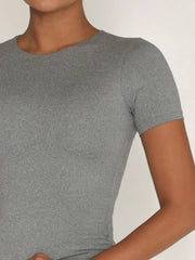 Basic gray swim top round neck