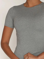  Stretchy gray swim shirt front
