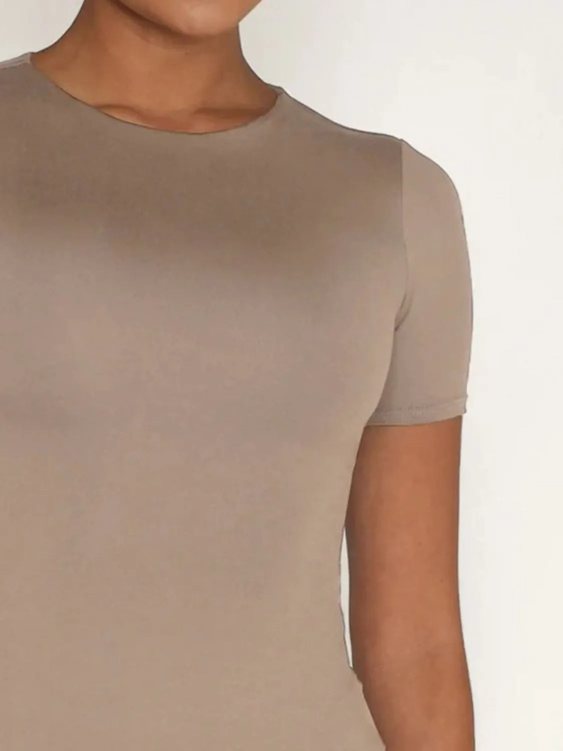 Round neck khaki swimwear shirt