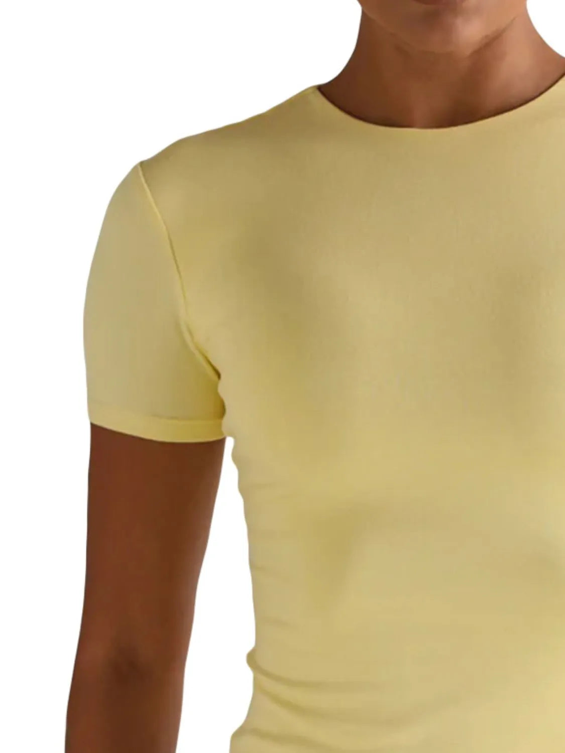 Yellow round neck swimwear top